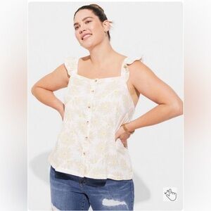 Torrid ruffle button front tank daisy daydream size 4